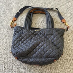 MZ Wallace Quilted Tote in Dark Gray and Brown